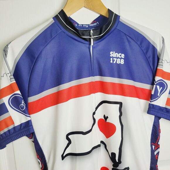 New York NY Cycling Jersey Mens XL Full Zip All Over Print Big Apple Athleisure - Picture 2 of 13